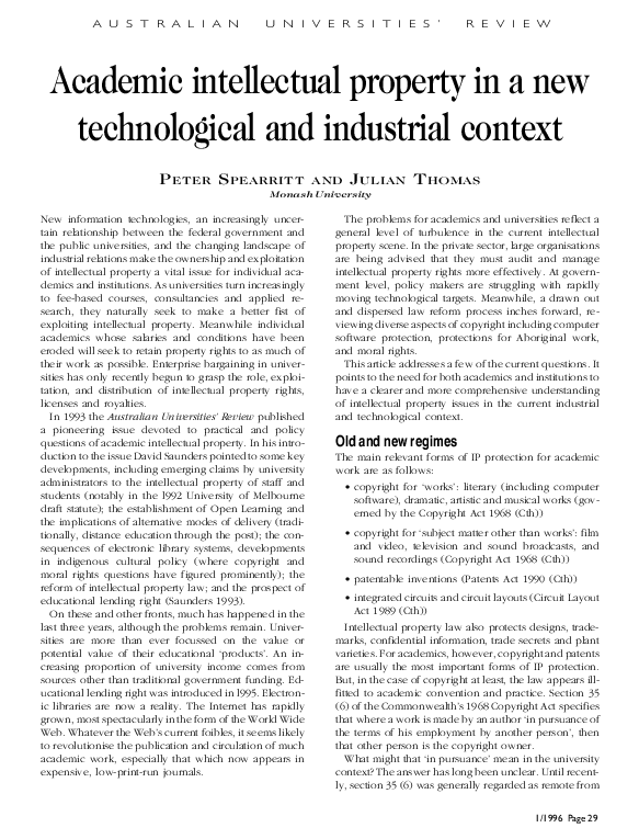 (PDF) Academic Intellectual Property in a New Technological and ...