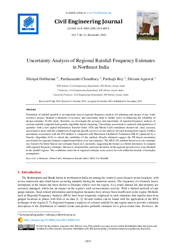 (PDF) Uncertainty Analysis of Regional Rainfall Frequency Estimates in ...