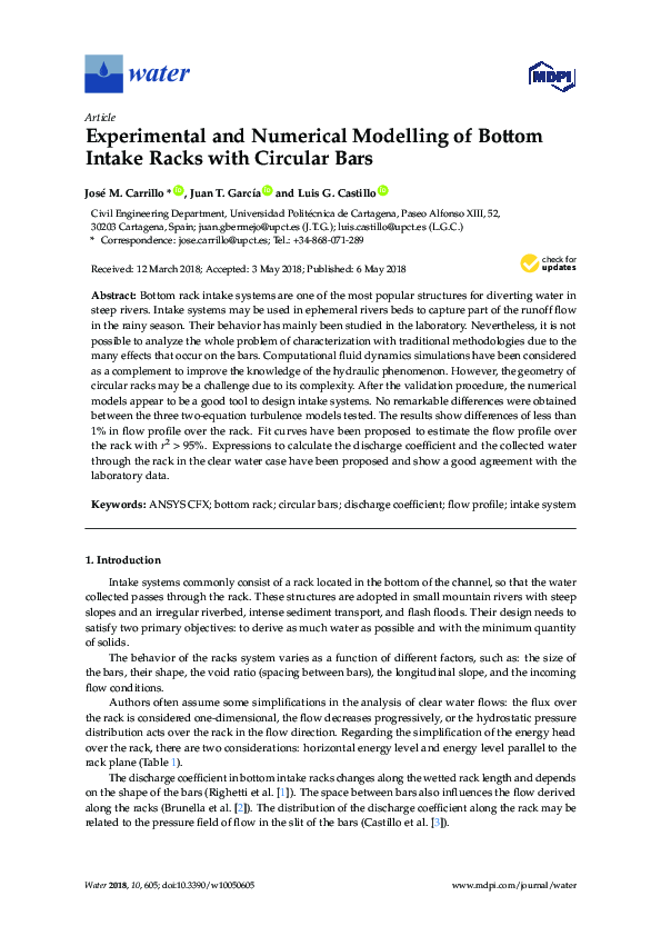 (PDF) Experimental and Numerical Modelling of Bottom Intake Racks with ...