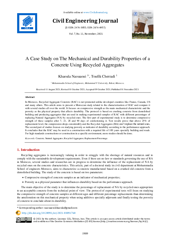 (PDF) A Case Study on The Mechanical and Durability Properties of a ...
