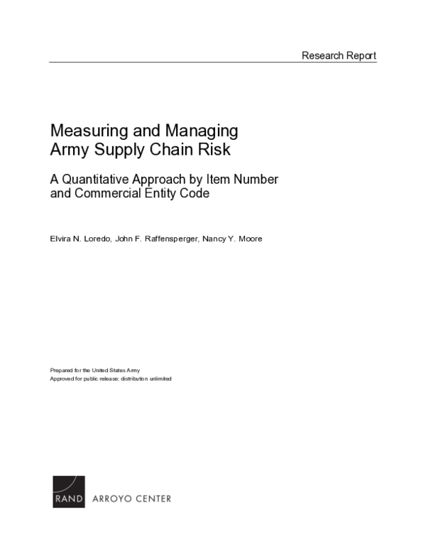 (PDF) Measuring and Managing Army Supply Chain Risk: A Quantitative ...