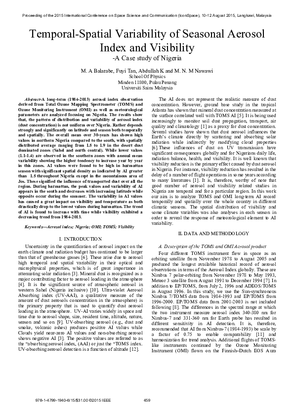 (PDF) Temporal-spatial variability of seasonal aerosol index and ...