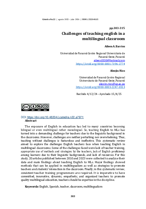 (PDF) Challenges of teaching English in a multilingual classroom