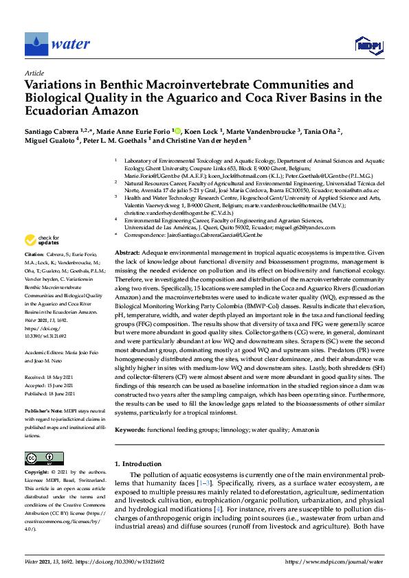 (PDF) Variations in Benthic Macroinvertebrate Communities and ...