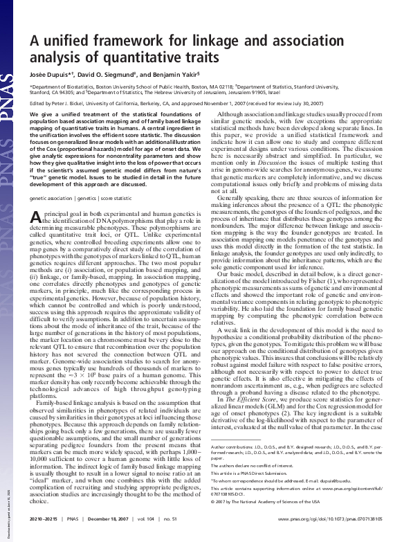 (PDF) A unified framework for linkage and association analysis of ...