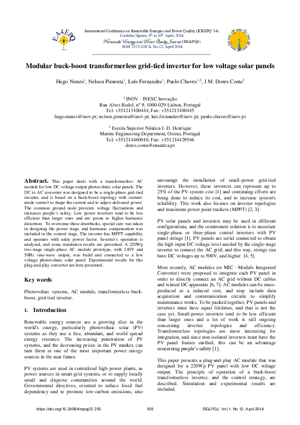 (PDF) Modular buck-boost transformerless grid-tied inverter for low ...