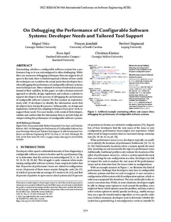 (PDF) On debugging the performance of configurable software systems