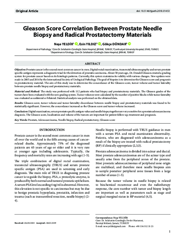 (PDF) Gleason score correlation between prostate needle biopsy and ...