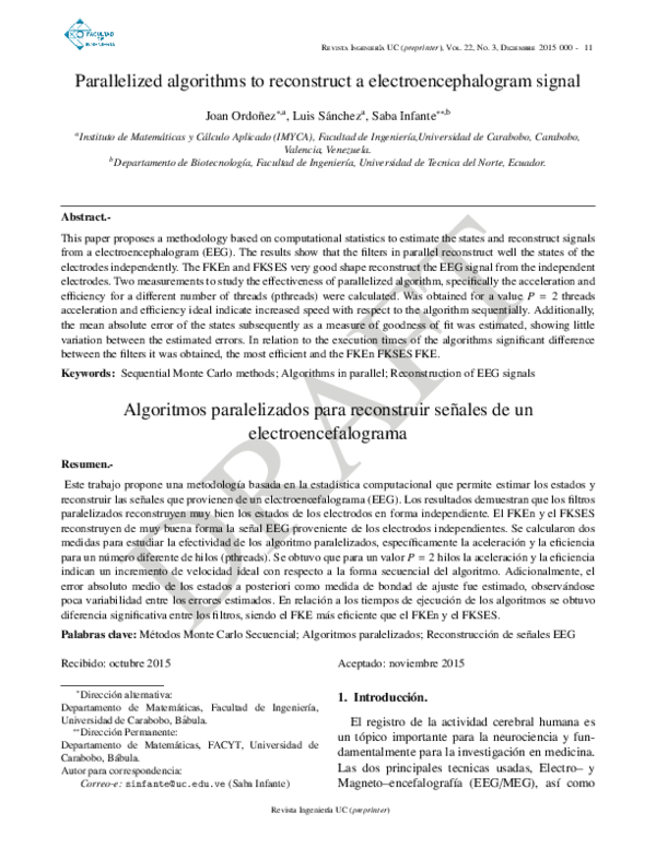 (PDF) Parallelized algorithms to reconstruct a electroencephalogram signal
