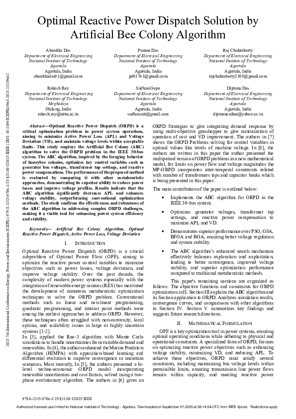 (PDF) Optimal Reactive Power Dispatch Solution by Artificial Bee Colony ...