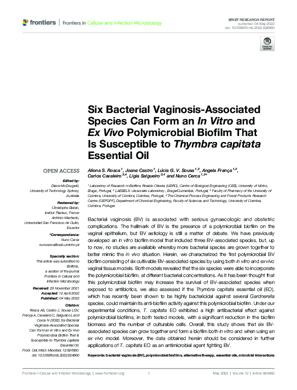 (PDF) Six Bacterial Vaginosis-Associated Species Can Form an In Vitro ...