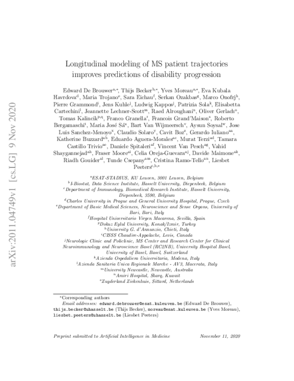 (PDF) Longitudinal modeling of MS patient trajectories improves ...