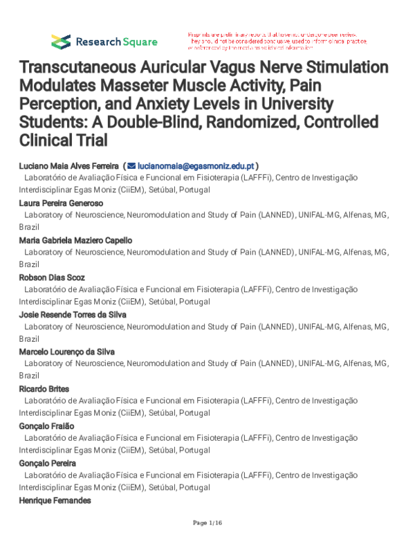 (PDF) Transcutaneous Auricular Vagus Nerve Stimulation Modulates ...