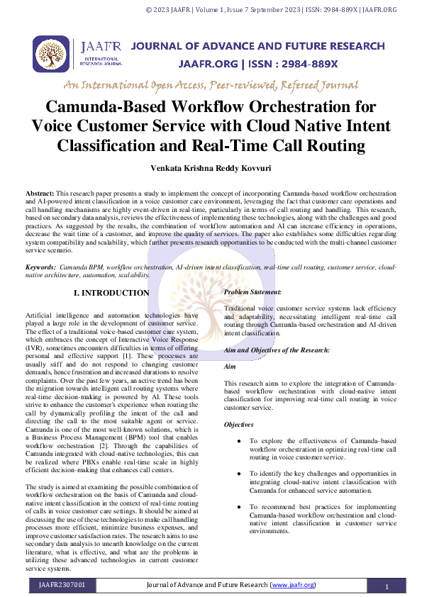 (PDF) Camunda-Based Workflow Orchestration for Voice Customer Service ...