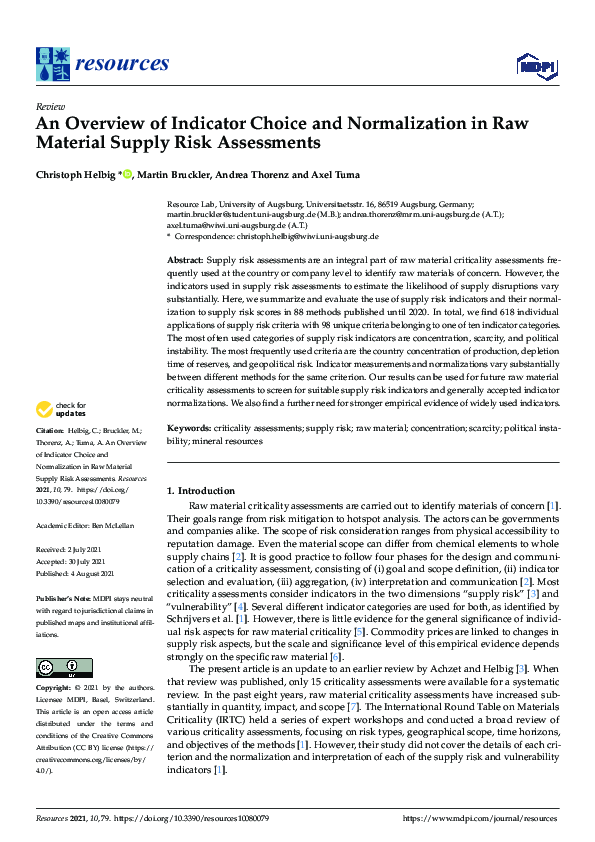 (PDF) An Overview of Indicator Choice and Normalization in Raw Material ...