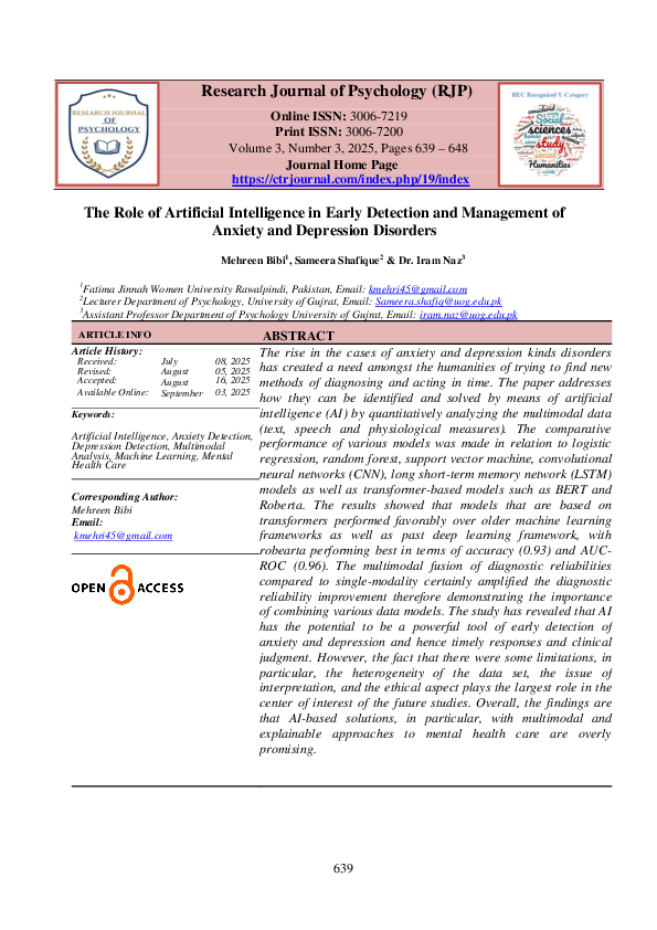 (PDF) The Role of Artificial Intelligence in Early Detection and ...