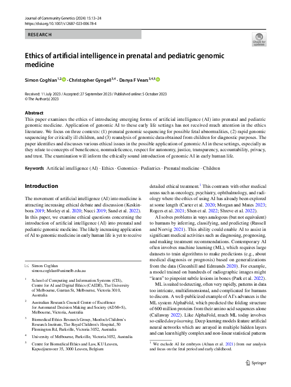(PDF) Ethics of artificial intelligence in prenatal and pediatric ...