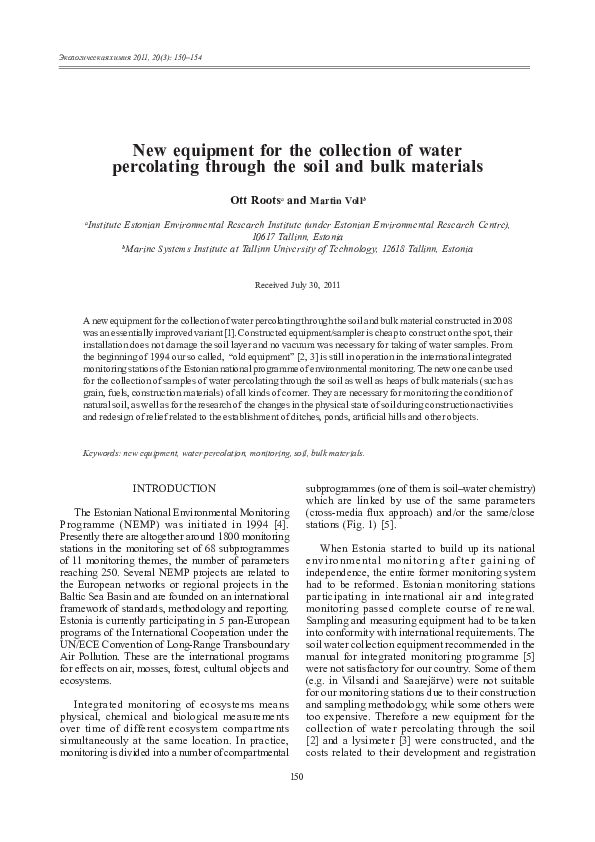 (PDF) New equipment for the collection of water percolating through the ...