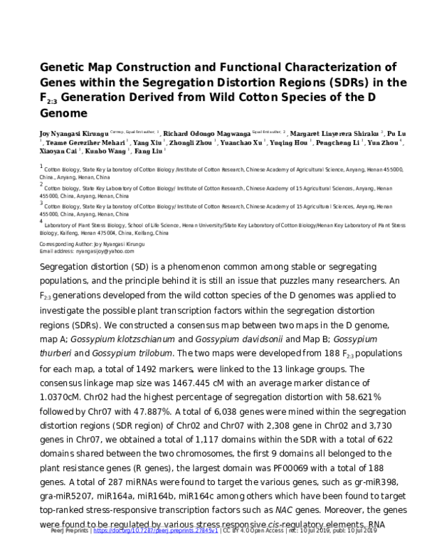 (PDF) Genetic map construction and functional characterization of genes ...