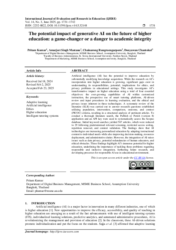 (PDF) The potential impact of generative AI on the future of higher ...