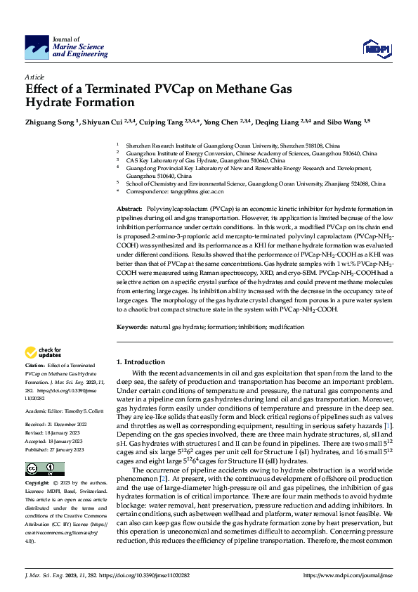 (PDF) Effect of a Terminated PVCap on Methane Gas Hydrate Formation