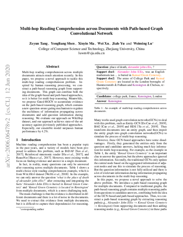 (PDF) Multi-hop Reading Comprehension across Documents with Path-based ...