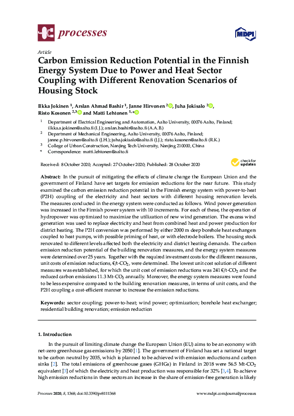 (PDF) Carbon Emission Reduction Potential in the Finnish Energy System ...