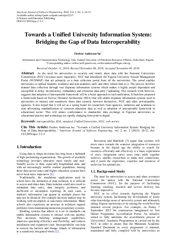 (PDF) Towards a Unified University Information System: Bridging the Gap ...