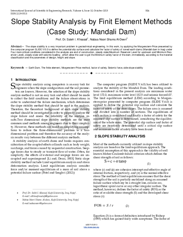 (PDF) Slope Stability Analysis by Finit Element Methods (Case Study ...