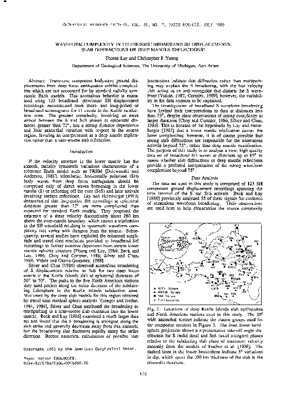 (PDF) Waveform complexity in teleseismic broadband SH displacements ...