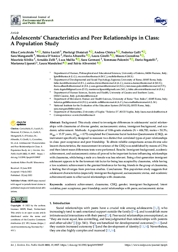 (PDF) Adolescents’ Characteristics and Peer Relationships in Class: A ...