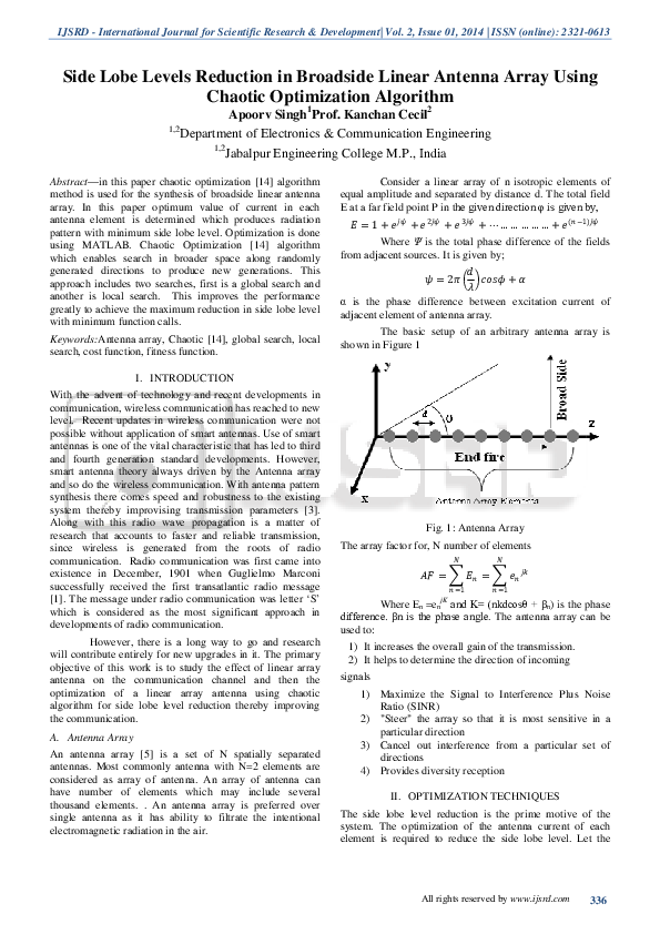 (PDF) Side Lobe Levels Reduction in Broadside Linear Antenna Array ...