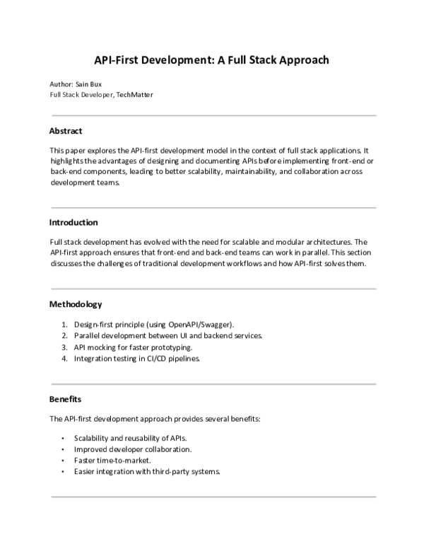 (PDF) API-First Development: A Full Stack Approach