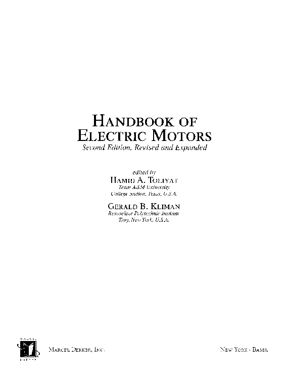 (PDF) Handbook of Electric Motors