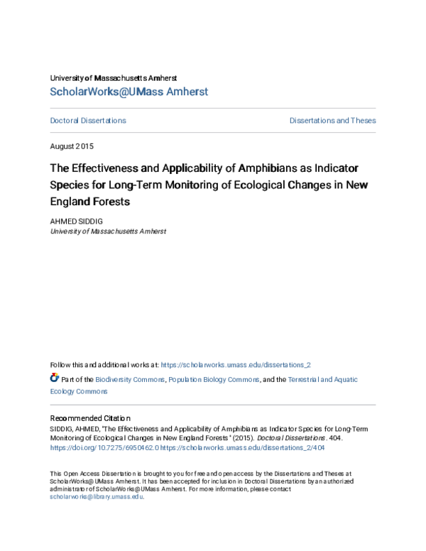 (PDF) The Effectiveness and Applicability of Amphibians as Indicator ...