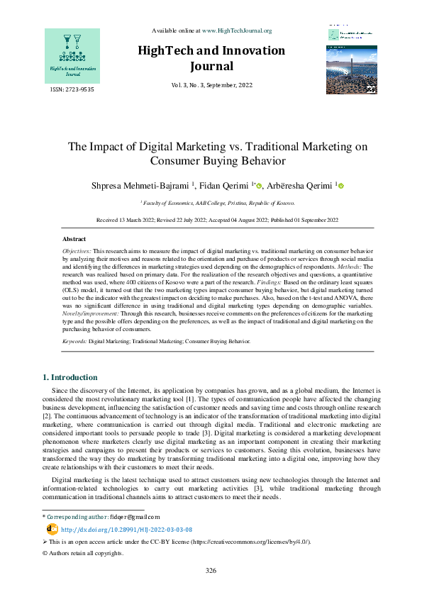 (PDF) The Impact of Digital Marketing vs. Traditional Marketing on ...