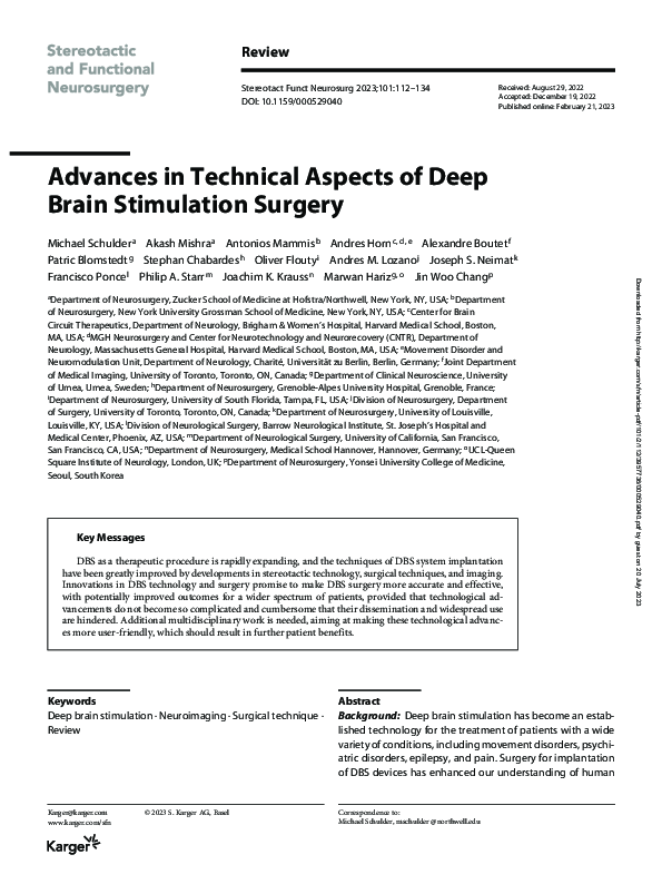 (PDF) Advances in Technical Aspects of Deep Brain Stimulation Surgery