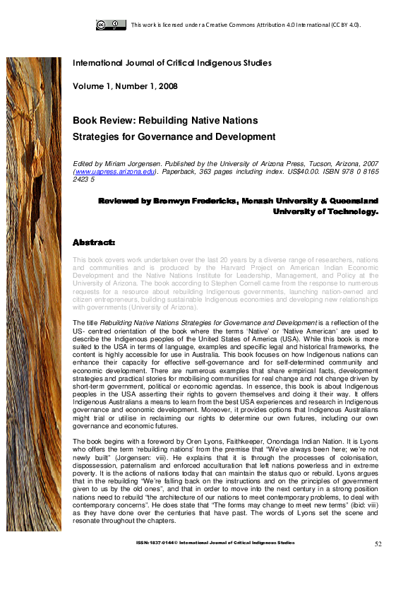 Pdf Rebuilding Native Nations