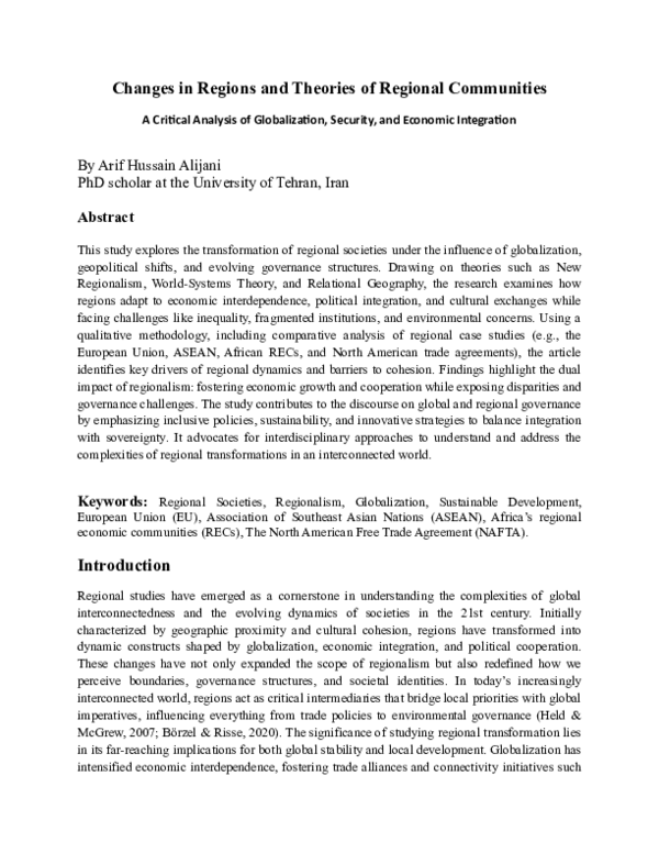 (PDF) Changes in Regions and Theories of Regional Communities A ...