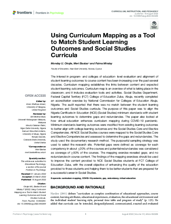 (PDF) Using Curriculum Mapping as a Tool to Match Student Learning ...