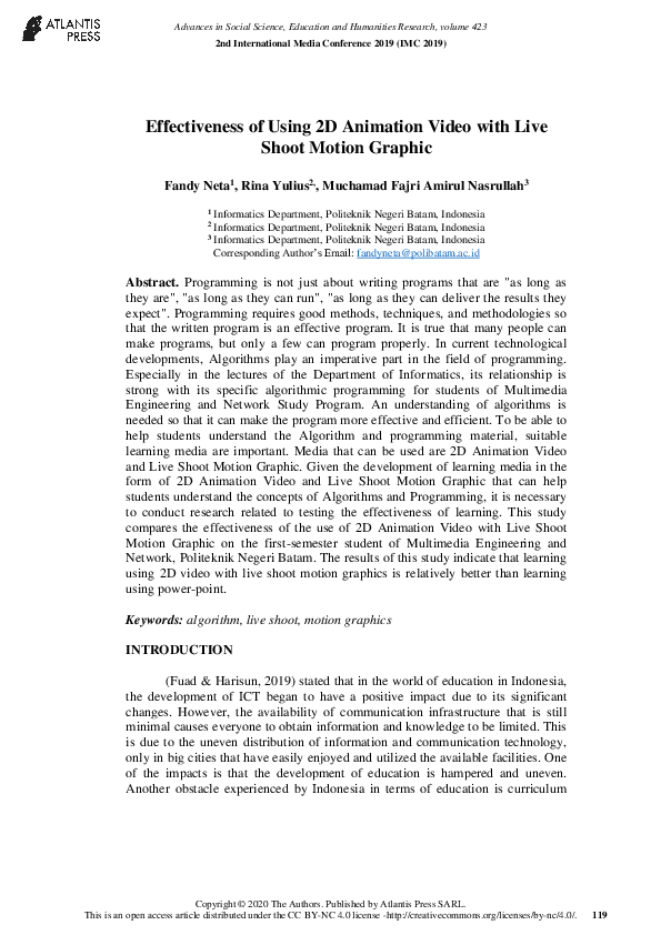 (PDF) Effectiveness of Using 2D Animation Video with Live Shoot Motion ...