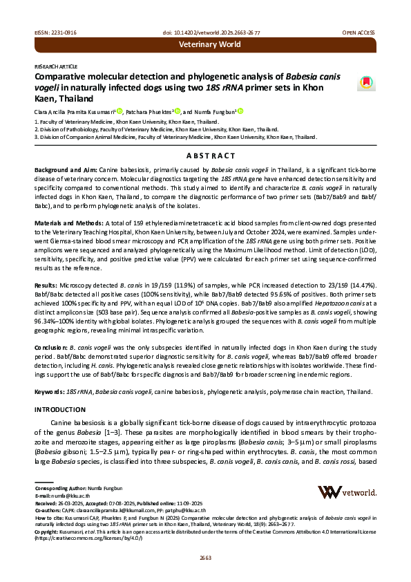 (PDF) Comparative molecular detection and phylogenetic analysis of ...
