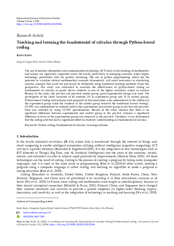 (PDF) Teaching and learning the fundamental of calculus through Python ...