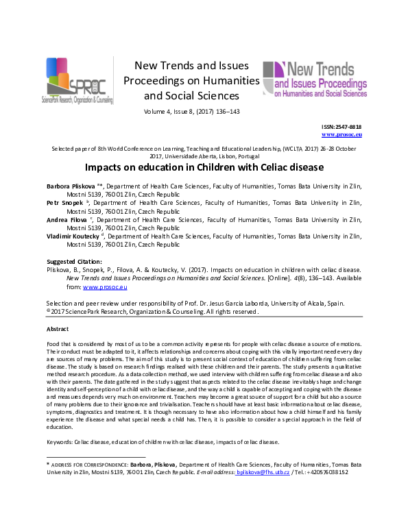 (PDF) Impacts on education in Children with Celiac disease