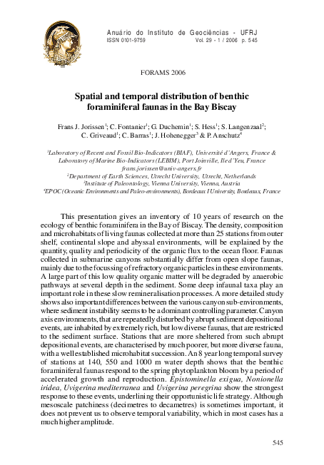 (PDF) Spatial and temporal distribution of benthic foraminiferal faunas ...