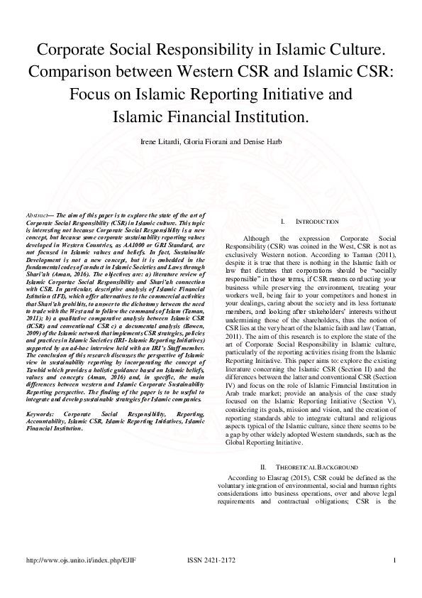 (PDF) Corporate Social Responsibility in Islamic Culture. Comparison ...