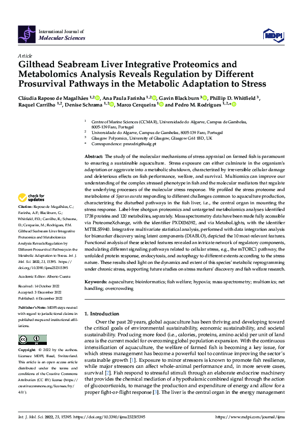 (PDF) Gilthead Seabream Liver Integrative Proteomics and Metabolomics ...