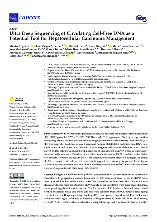 (PDF) Ultra Deep Sequencing of Circulating Cell-Free DNA as a Potential ...