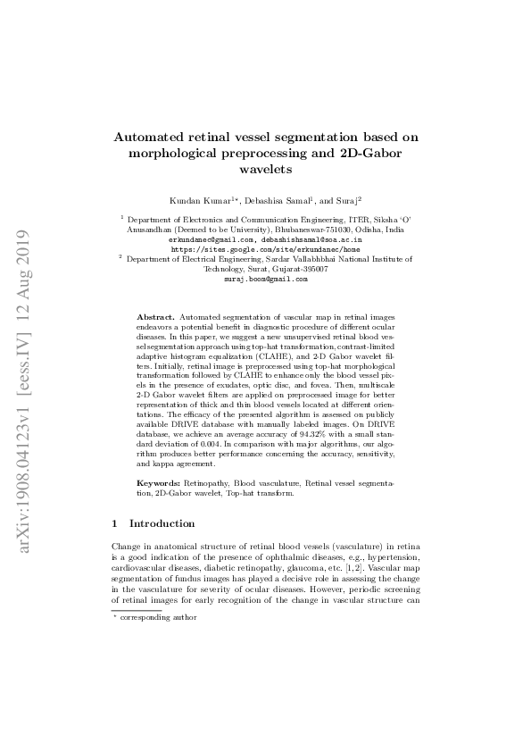 (PDF) Automated Retinal Vessel Segmentation Based on Morphological ...