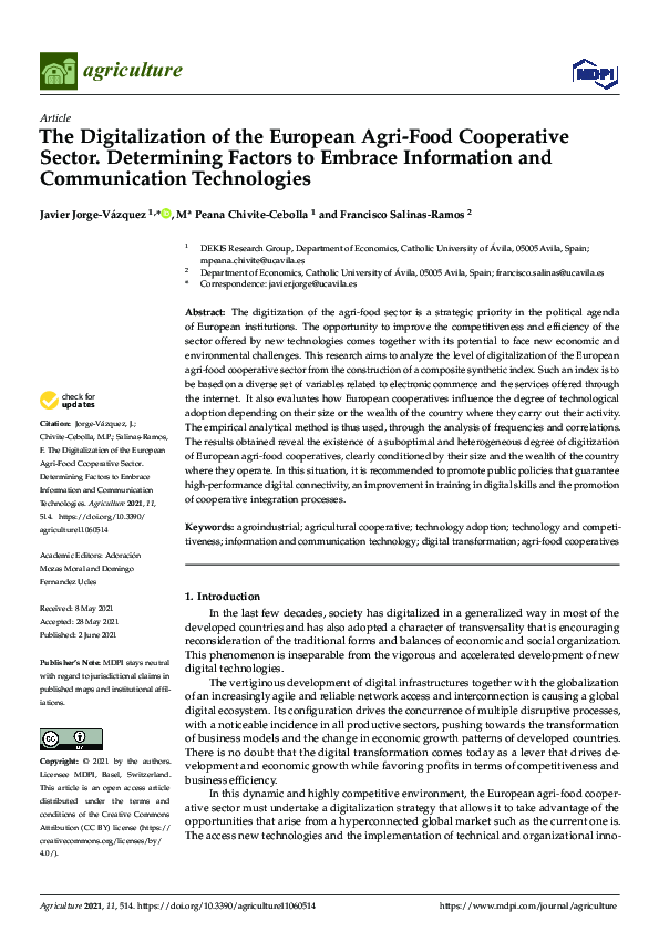 (PDF) The Digitalization of the European Agri-Food Cooperative Sector ...